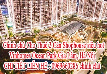 Chính chủ Cho Thuê 2 Căn Shophouse siêu hot  Vinhomes Ocean Park Gia Lâm, Hà N