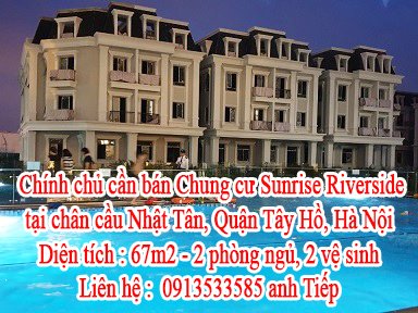 Chính chủ cần bán Chung cư Sunrise Riverside tại chân cầu Nhật Tân, Quận Tây Hồ - Hà Nội