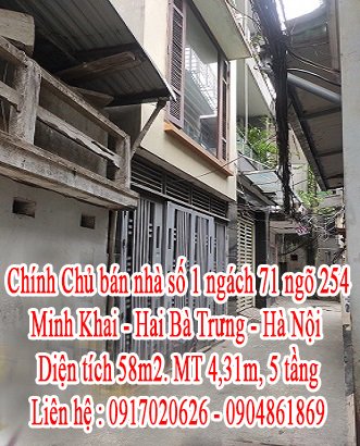 Chính Chủ Bán nhà Số 1 ngách 71 ngõ 254 Minh Khai - Hai Bà Trưng - Hà Nội