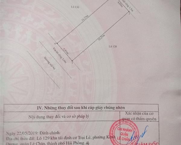 Bán đất khu tái định cư Trại lẻ, Lê Chân, Hải Phòng