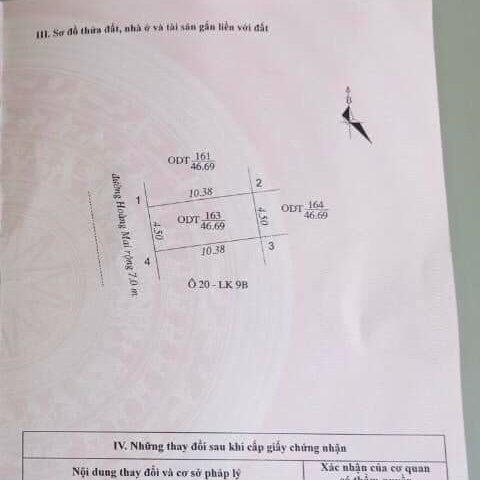 Bán lô đất Đại An 1, đường Hoàng Mai, Hải Dương 46.69m2, mt 4.5m, 880 triệu