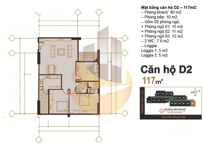 Chính chủ cần Bán gấp căn hộ 117m2,  tòa MHDI 60 Hoàng Quốc Việt.