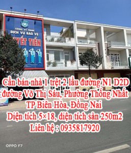 Cần bán nhà đường N1 D2D đường Võ Thị Sáu, Phường Thống Nhất, TP Biên Hòa. giá 11.5 tỷ