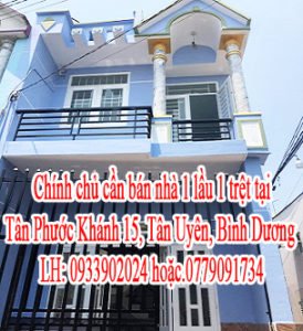 Chính chủ cần bán nhà tại Tân Phước Khánh 15, Tân Uyên, Bình Dương.
