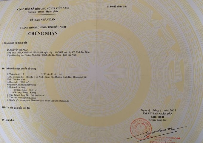 Bán lô đất đường Nguyễn Đức Cảnh, P Kinh Bắc, Bắc Ninh đã có nhà cấp 4 