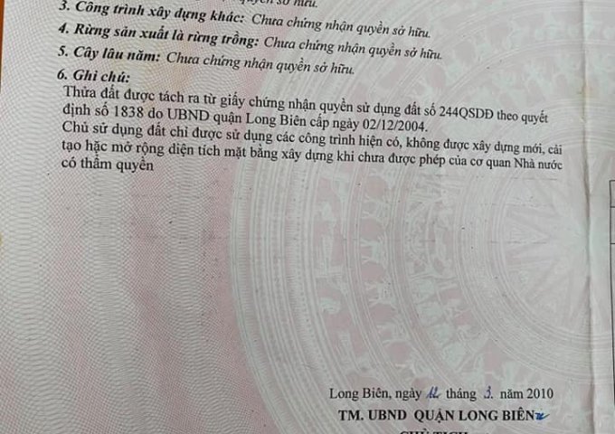 BÁN 41M2 ĐẤT TRONG NGÕ CÁCH ĐƯỜNG Ô TÔ 20M ĐƯỜNG ĐÊ VÀNG, TỔ 2 PHƯỜNG GIANG BIÊN, LONG BIÊN,HN