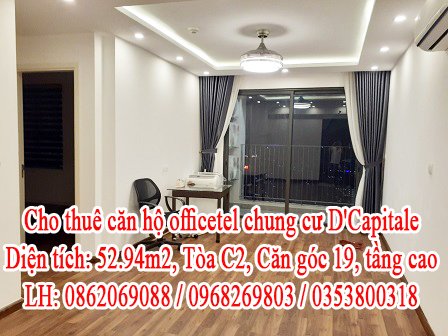 Cho thuê căn hộ officetel chung cư D'Capitale. LH 0862069088 - 0968269803 - 0353800318