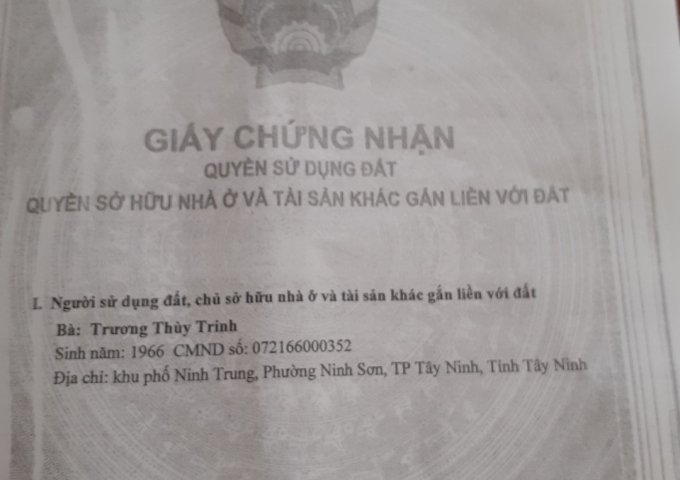 CHÍNH CHỦ CẦN BÁN NHÀ TẠI HẺM 1 ĐƯỜNG HOÀNG LÊ KHA, KHU PHỐ 7 - PHƯỜNG 3 - THÀNH PHỐ TÂY NINH - TỈNH TÂY NINH.