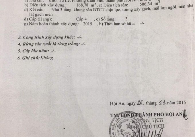 Chính Chủ Cần Bán Căn Nhà Đẹp Tại P.Cẩm Phô - Tp. Hội An - Tỉnh Quảng Nam  .