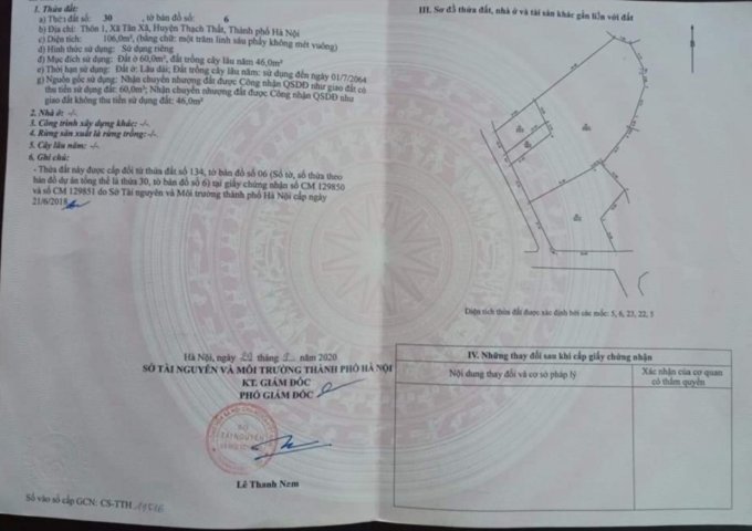 CHÍNH CHỦ CẦN BÁN LÔ ĐẤT VỊ TRÍ ĐẸP XÃ TÂN XÃ, THẠCH THẤT-HÀ NỘI