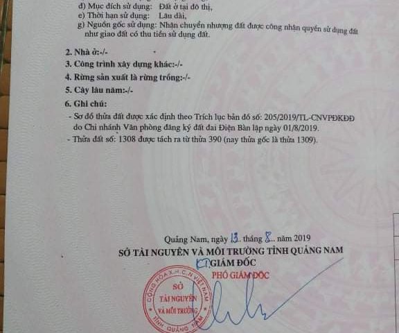 Chính chủ cần bán gấp 2 lô đất mặt tiền tại thị xã Điện Bàn, tỉnh Quảng Nam.