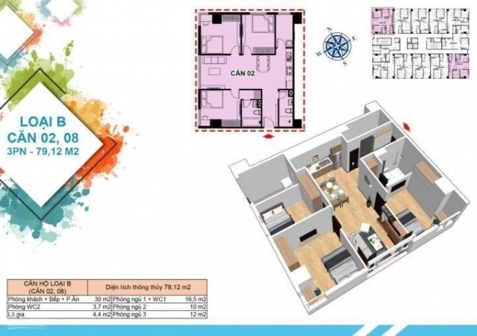 Bán căn hộ chung cư nhà ở xã hội, khối chung cư thương mại B3, Liên Chiểu , Đà Nẵng 79m2, 3PN