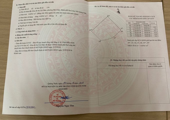 Bán đất khách sạn 4629m2 vị trí vàng có 1 không 2 tại Bãi Cháy, Hạ Long, Quảng Ninh