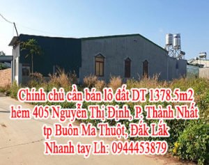 Chính chủ cần bán lô đất hẻm 405 Nguyễn Thị Định, phường Thành Nhất, tp Buôn Ma Thuột, Đắk Lắk