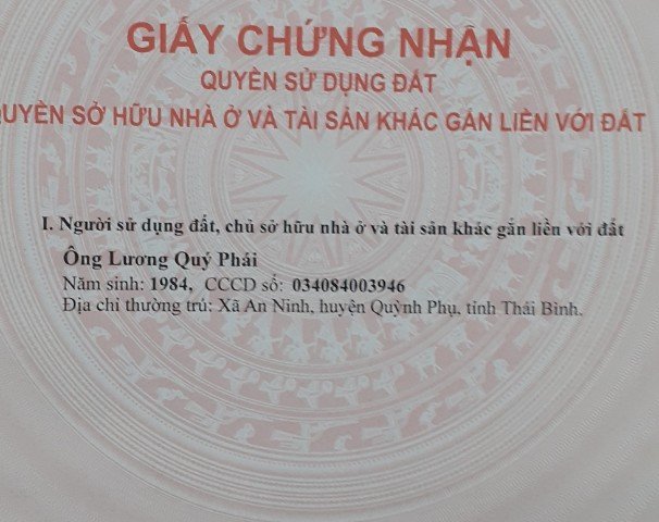 Chính chủ cần bán đất tại tổ 06, phường Hoàng Diệu, T.P Thái Bình, tỉnh Thái Bình