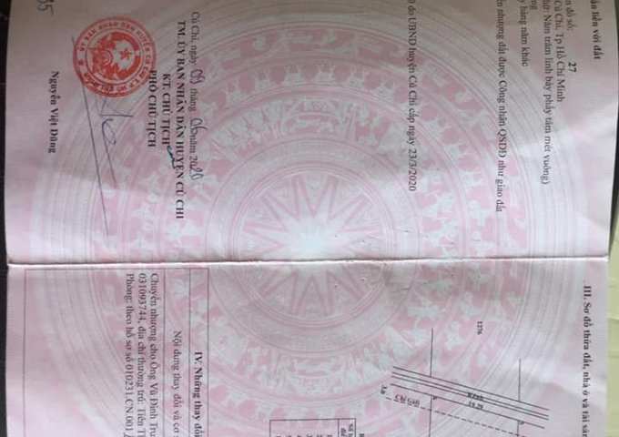 CHÍNH CHỦ CẦN BÁN ĐẤT VƯỜN CẦN BÁN GẤP TẠI XÃ NHUẬN ĐỨC , HUYỆN CỦ CHI