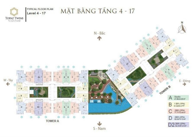 Bán căn 77m2 Topaz twins p. thống Nhất, Biên Hòa giá 2.2 tỷ/ căn sổ hồng riêng, hỗ trợ vay