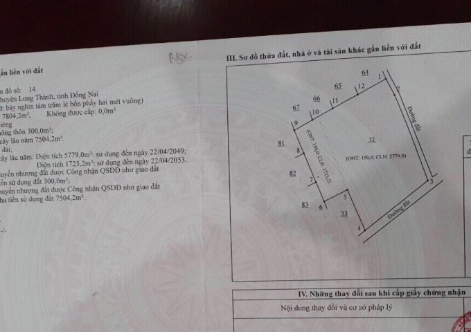 cần bán đất tại Ấp 3 -Xã Phước Thái-Huyện Long Thành -Tỉnh Đồng Nai