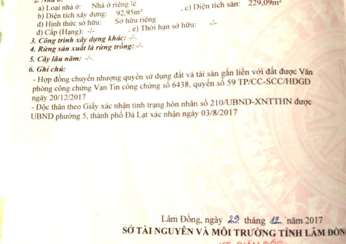 Bán nhà mặt Tiền Vị Trí Đẹp Tại TP. Đà Lạt – Lâm Đồng