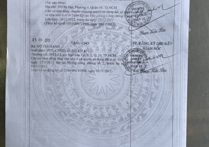 CHÍNH CHỦ BÁN NHÀ 5 TẦNG ĐƯỜNG BÀ HẠT