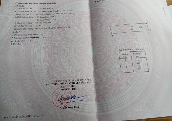 CẦN BÁN LÔ ĐẤT THÔN AN CAO XÃ AN ĐỔ, BÌNH LỤC.