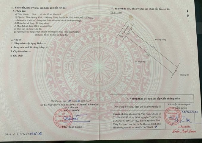 CHÍNH CHỦ CẦN BÁN LÔ ĐẤT VỊ TRÍ ĐẸP TẠI THÔNG QUANG KHẢI, XÃ QUANG HƯNG ,AN LÃO HẢI PHÒNG