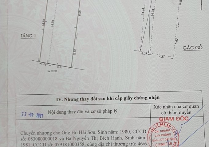 BÁN NHÀ CHÍNH CHỦ, HXH 45 LÊ ĐÌNH CẨN, KP7, P.TÂN TẠO, Q. BÌNH TÂN