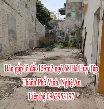Bán gấp lô đất ngõ 68 Hà Huy Tập, TP Vinh, Nghệ An
