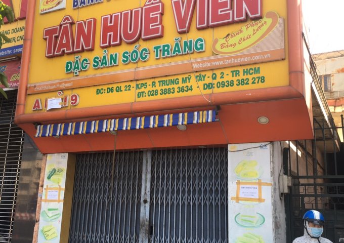 CHÍNH CHỦ CẦN CHO THUÊ NHANH MẶT BẰNG 2 MẶT TIỀN ĐƯỜNG QL22, QUẬN 12. LH : 0978467746