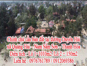 Chính chủ cần bán đất tại đường Duyên Hải – xã Quảng Hải – Nam Sầm Sơn – Thanh Hóa .