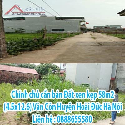 Chính chủ cần bán Đất xen kẹp 58m2 (4.5x12.6) Vân Côn Huyện Hoài Đức, Hà Nội