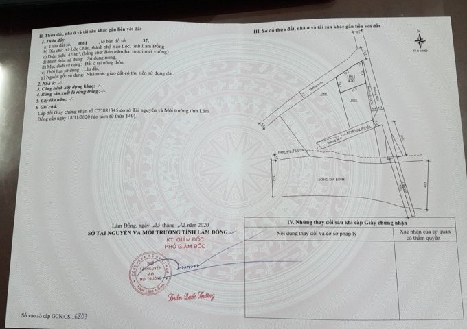 BÁN CÁC LÔ ĐẤT THỔ CƯ 100% TẠI XÃ LỘC CHÂU, TP. BẢO LỘC, TỈNH LÂM ĐỒNG