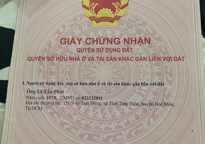 CẦN BÁN NHÀ 1/ NGAY ĐƯỜNG BÀ TRIỆU, TRUNG TÂM HÓC MÔN. LH: 0936090199