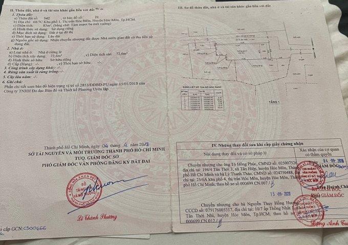 CẦN BÁN NHÀ 1/ NGAY ĐƯỜNG BÀ TRIỆU, TRUNG TÂM HÓC MÔN. LH: 0936090199