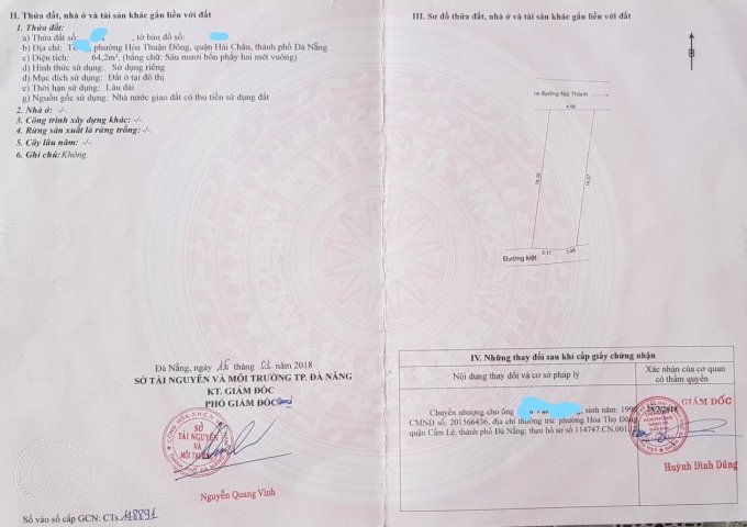 Bán nhanh lô đất đẹp kiệt 82/  Núi Thành, Hòa Thuận Đông, Hải Châu, Đà Nẵng gần cầu TRẦN THỊ LÝ, ĐƯỜNG 2/9