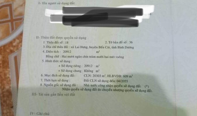 CHÍNH CHỦ BÁN 3 MẪU 3 ĐẤT TẠI XÃ LAI HƯNG, THỊ XÃ BẾN CÁT, TỈNH BÌNH DƯƠNG