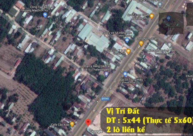 BÁN GẤP LÔ ĐẤT 300M2 MẶT TIỀN ĐƯỜNG ĐT741, THỊ TRẤN TÂN PHÚ, HUYỆN ĐỒNG PHÚ, TỈNH BÌNH PHƯỚC