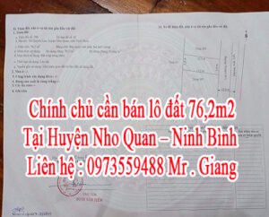 Chính chủ cần bán lô đất Tại Huyện Nho Quan - Ninh Bình