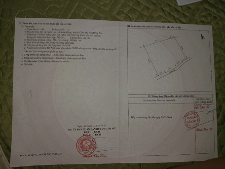 Cần bán đất tại Ấp Suối Lức Xã Xuân Đông Huyện Cẩm Mỹ Tỉnh Đồng Nai.