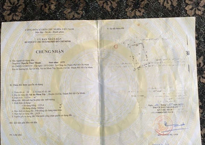 BÁN ĐẤT MẶT TIỀN TỈNH LỘ 7, XÃ AN NHƠN TÂY, HUYỆN CỦ CHI, HỒ CHÍ MINH.