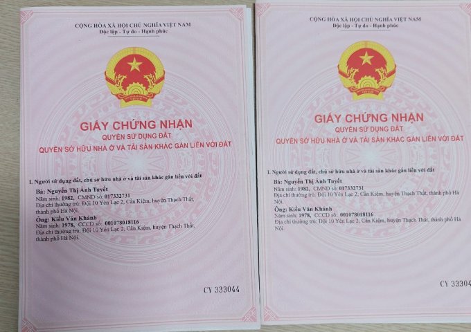 CHÍNH CHỦ CẦN BÁN 2 LÔ ĐẤT - XÃ BÌNH YÊN - HUYỆN THẠCH THẤT - HÀ NỘI