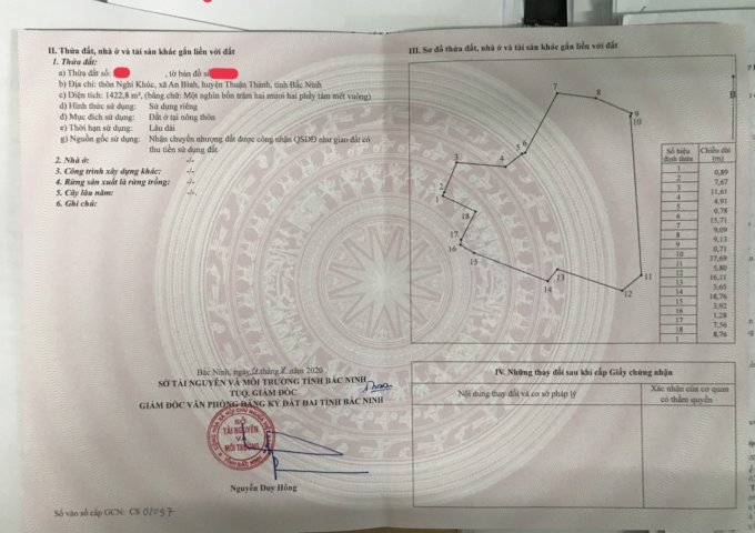 ĐẤT FULL THỔ CƯ 1.422.8M TẠI AN BÌNH - THUẬN THÀNH - BẮC NINH.