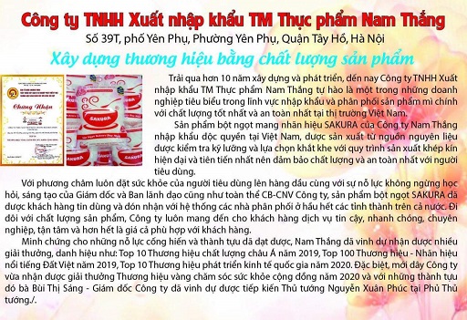 Công ty TNHH XNK Thương Mại Thực Phẩm Nam Thắng