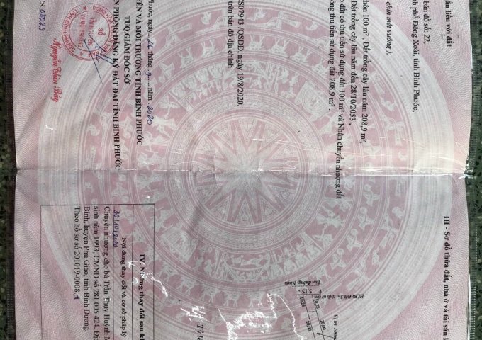 BÁN GẤP LÔ ĐẤT ĐẸP NGAY TRUNG TÂM THÀNH PHỐ ĐỒNG XOÀI, TỈNH BÌNH PHƯỚC