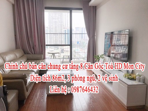 Chính chủ bán căn chung cư tầng 8 Căn Góc Toà HD Mon City 86m2, 3PN. Giá thương lượng