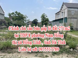 Chính chủ cần bán gấp lô đất tại TĐP8 phường Nam Hồng, thị xã Hồng Lĩnh , tỉnh Hà Tĩnh