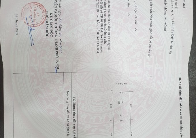 CẦN BÁN MẢNH ĐẤT CHÍNH CHỦ, TIỀM NĂNG TẠI ĐỊA CHỈ TRÂU QUỲ - GIA LÂM HÀ NỘI