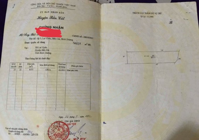 CHỦ CẦN BÁN GẦN 2 MẪU CAO SU TẠI XÃ LAI UYÊN, HUYỆN BẾN CÁT, TỈNH BÌNH DƯƠNG