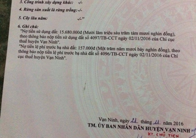 CHÍNH CHỦ CẦN BÁN LÔ ĐẤT THUỘC ĐẶC KHU KINH TẾ BẮC VÂN PHONG, THÔN ĐẦM MÔN,XÃ VẠN THẠNH,HUYỆN VẠN NINH, KHÁNH HOÀ.
