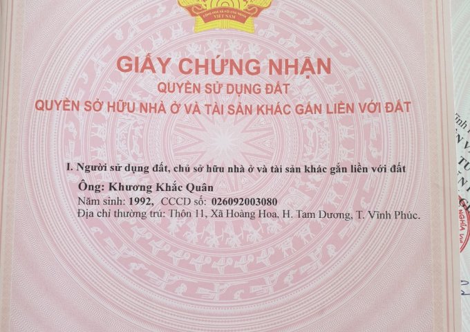 Chính chủ cần bán lô đất - Xã Hướng Đạo - Huyện Tam Dương - Vĩnh Phúc